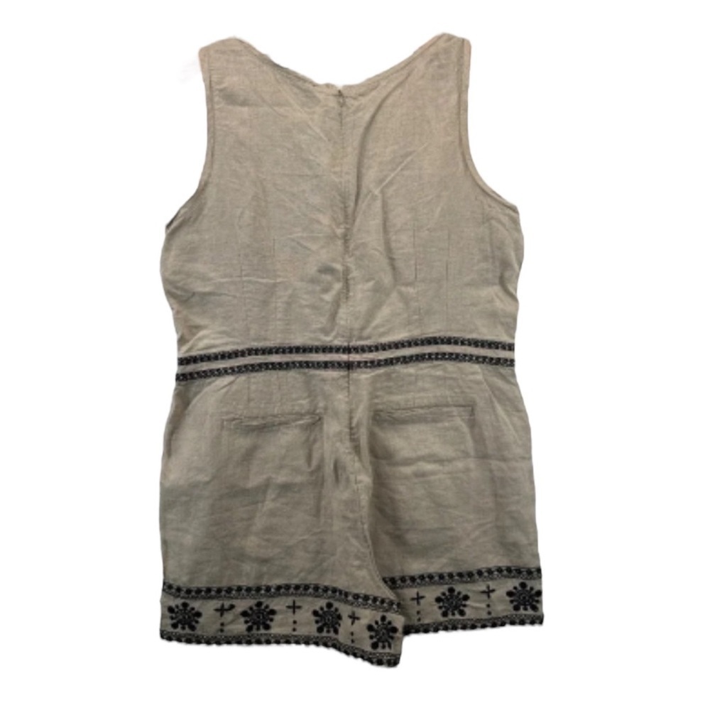 LOFT Linen Embroidered Romper in Khaki Linen Size 4 — GORGEOUS!!! - Picture 4 of 7